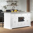 White Kitchen Island - Black Granite Top
