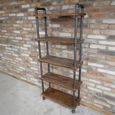 Shelves - Black Metal Pipe - 5 Wooden Shelves