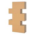 Maze Bookcase - Asymmetrical Design - 3 Sliding Door - Oak and Concrete