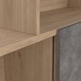 Maze Bookcase - Asymmetrical Design - 3 Sliding Door - Oak and Concrete