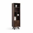 Nevada Narrow Bookcase - with Cupboard - Parquet Style Wood