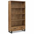 Pembroke High Bookcase - 2 Drawer - Rustic Pine
