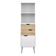 Oslo Bookcase - 1 Door - 2 Drawer - Narrow - White and Oak