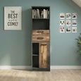 Brooklyn Bookcase - 1 Door - 2 Drawer - Narrow - Rustic