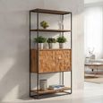 Axis Acacia Wood Bookcase with Cupboard - Geometric