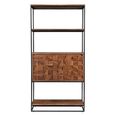 Axis Acacia Wood Bookcase with Cupboard - Geometric