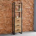 Cosmo Bookcase - 3 Drawer - Narrow - Industrial Style - Wooden and Metal