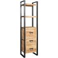 Cosmo Bookcase - 3 Drawer - Narrow - Industrial Style - Wooden and Metal