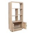 Hudson Bookcase - with Cupboard - Ribbed Carved - Mango Wood