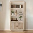 Hudson Bookcase - with Cupboard - Ribbed Carved - Mango Wood