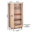 Valencia Bookcase - 1 Drawer - Curved - Natural Rattan and Mango Wood