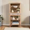 Wilton Bookcase - 2 Drawer - Large - Open - Ribbed - Gold Trim - Acacia Wood