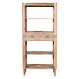 Wilton Bookcase - 2 Drawer - Large - Open - Ribbed - Gold Trim - Acacia Wood