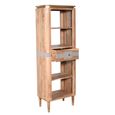 Wilton Bookcase - 1 Drawer - Slim - Open - Ribbed - Gold Trim - Acacia Wood