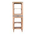 Wilton Bookcase - 1 Drawer - Slim - Open - Ribbed - Gold Trim - Acacia Wood