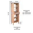 Wilton Bookcase - 1 Drawer - Slim - Open - Ribbed - Gold Trim - Acacia Wood