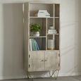 Bookcase - with Cupboard - Hairpin Legs - Gold Geometric Inlay - Light Mango Wood