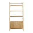 Vermont Oak Effect Bookcase - 2 Drawer