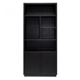 Oakura Black Oak Bookcase with Cupboard - RH