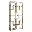 Magnus Open Shelving Unit - Brushed Gold - Glass and Metal