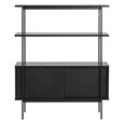 Angus Bookcase - with Cupboard - Black Melamine