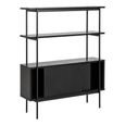 Angus Bookcase - with Cupboard - Black Melamine