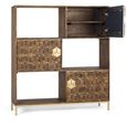 Caltan Bookcase - 3 Door - Walnut Mango Wood and Gold - Geometric