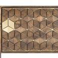 Caltan Bookcase - 3 Door - Walnut Mango Wood and Gold - Geometric