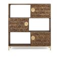 Caltan Bookcase - 3 Door - Walnut Mango Wood and Gold - Geometric