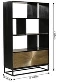 Clearance - Luxe Black and Antique Gold Starburst Open Display Shelving Unit with Cupboard - Brand New Item