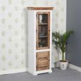 Coastal White and Wood 2 Door Bookcase Display Cabinet