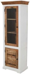 Coastal White and Wood 2 Door Bookcase Display Cabinet