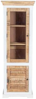 Coastal White and Wood 2 Door Bookcase Display Cabinet