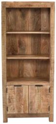 Dispur Solid Mango Wood Bookcase with Cupboard