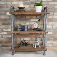 Shelves - Black Metal Pipe - 3 Wooden Shelves