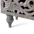 Edith Bookcase - Grey Carved Mango Wood - with Cupboard