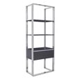 Genoa Shelving Unit - 1 Drawer - Open - Fluted Grey High Gloss and Metal