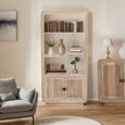 Hanover Ribbed Carved Mango Wood Bookcase with Cupboard