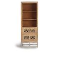 Hiram Tall Bookcase - Carved Mango Wood - 2 Drawer