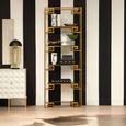 Horizon Bookcase - Angular - Black Glass with Gold Metal