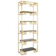 Horizon Bookcase - Angular - Black Glass with Gold Metal