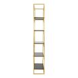 Horizon Bookcase - Angular - Black Glass with Gold Metal