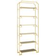 Horizon Open Shelving Unit - Black Glass with Gold Metal