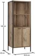 Industrial Rustic Oak Effect 2 Door Storage Bookcase