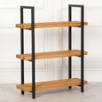 Industrial Style Bookcase - Pine Wood and Metal