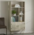 Kaza Light Mango Wood Bookcase - Hairpin Legs with Gold Geomatric Inlay