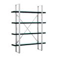 Kerala Shelving Unit - Open - Black Glass with Silver Metal
