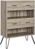 Lebanon Retro Bookcase in Distressed Grey Oak - 9654096PCOMUK