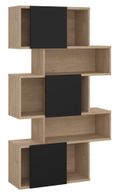 Maze Oak and Black Asymmetrical Design Bookcase