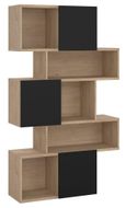 Maze Oak and Black Asymmetrical Design Bookcase